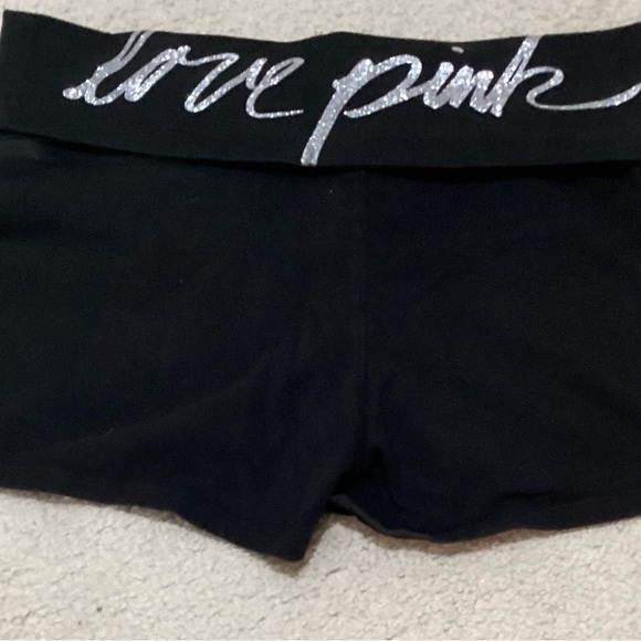 🔥EUC PINK BY VS REALLY CUTE&COMFY SPANDEX SHORTS LOVE PINK IN SILVER ON BACK!! - Picture 3 of 4